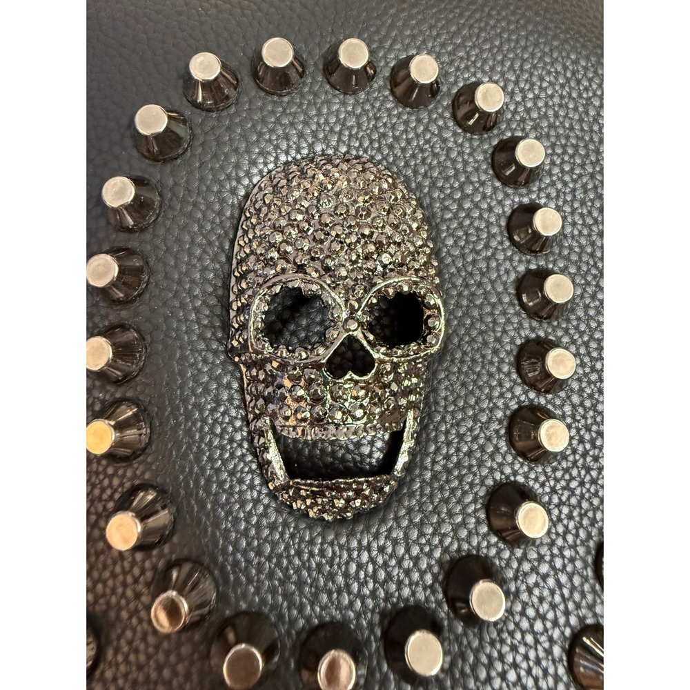 Scarleton Black Studded Skull Vegan Leather Mini Backpack Goth Edgy - Picture 2 of 12